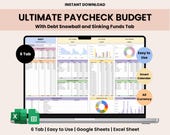 Ultimate Budget by Paycheck Spreadsheet Google Sheets Planner Monthly Weekly Biweekly Semi Monthly 50/30/20 Financial Tracker Template