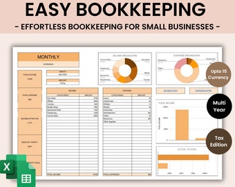Book keeping Template for small business Bookkeeping Spreadsheet Business Expense Tracker Sales Tracker Accounting Template Income Tracker