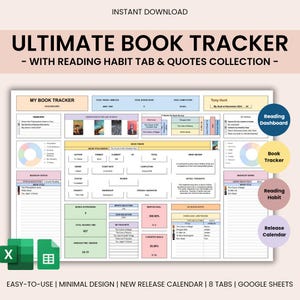 Tracker definitivo di libri e letture con raccolta di libri / pianificatore di lettura e foglio di calcolo per recensioni di libri / regalo fantastico per gli amanti dei libri