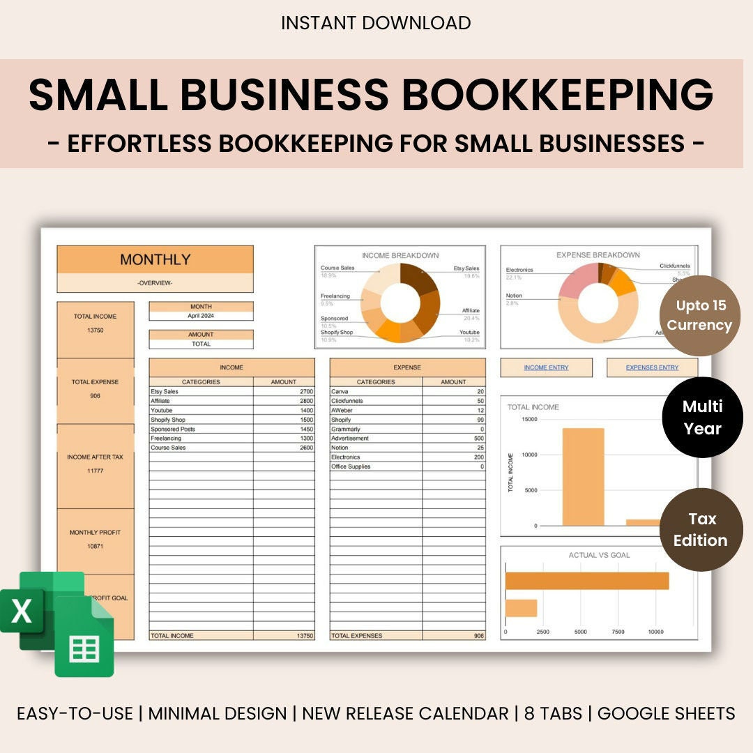 Small Business Bookkeeping Google Sheets Spreadsheet Bookkeeping ...