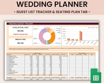 Wedding Planner Spreadsheet Wedding Budget Tracker Wedding Timeline Checklist Guest List Tracker Wedding Itinerary Seating Plan Wedding Gift