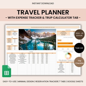 Travel Planner Digital Travel Planner for Travel Itinerary Digital Holiday Planner Holiday Travel Organizer Travel Budget Google Sheets