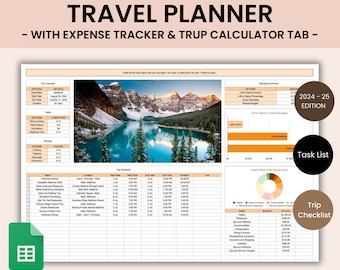 Travel Planner Digital Travel Planner for Travel Itinerary Digital Holiday Planner Holiday Travel Organizer Travel Budget Google Sheets