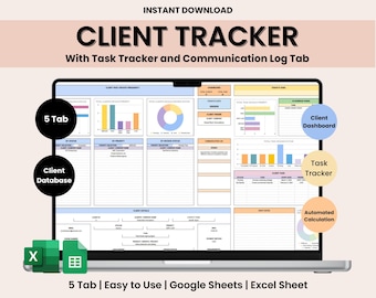 Client and task tracker business planner template | CRM Tracker w/ Task Tracker and Communication Log for Customer and Lead Management