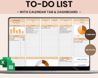 To Do List, Task Tracker, and Productivity Planner - Daily, Weekly, Monthly Organization & Task Management Template with Dashboard