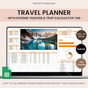 Travel Planner Digital Travel Planner for Travel Itinerary Digital Holiday Planner Holiday Travel Organizer Travel Budget Google Sheets