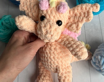 Modèle de dragon au crochet, modèle Amigurumi de dragon au crochet, dragon à couture basse, modèle de dragon pour débutant