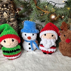 The Festive Four - Christmas amigurmi (no sew). Santa, Elf, Reindeer and Snowman crochet pattern