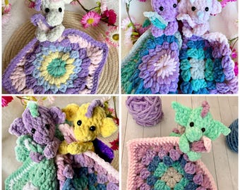 Modèles au crochet de licorne, de dragon et de dinosaure à faible couture avec de jolies couvertures, jouet de marché interactif, marque de marché, modèle au crochet câlin