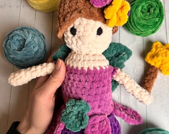 Flora Fairy Crochet Pattern: No-Sew Ragdoll Amigurumi (PDF Pattern)