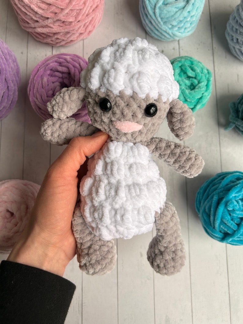 No sew crochet lamb pattern, farm crochet pattern, sheep crochet pattern, Easter lamb, crochet amigurumi pattern, image 1