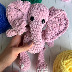 Crochet elephant pattern, low sew elephant, safari crochet pattern