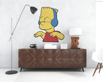 Bart Simpson Wood Wall Art,Simpsons Portrait,Fun and Unique Home or Office Decor,Cartoon portrait,Wall Hanging of Simpsons,New Year Gift
