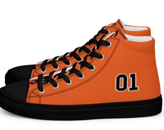Men’s 01 General Lee high top canvas shoes, Dukes of Hazzard, Kids high tops, Gifts for dad