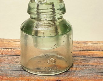 Vintage Glass INSULATOR Green USSR 1982 Old Electric Collectible Home Decor Decor Garden Gift good Condition