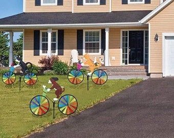Colourful Bicycle Wind Spinner, Fun Garden Decoration, Fun Garden Decor, Flower Bed Accessories, Yard Art