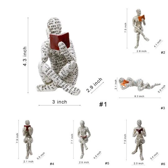 Reading Women Statue Bookshelf Decor Miniature Reading Etsy UK