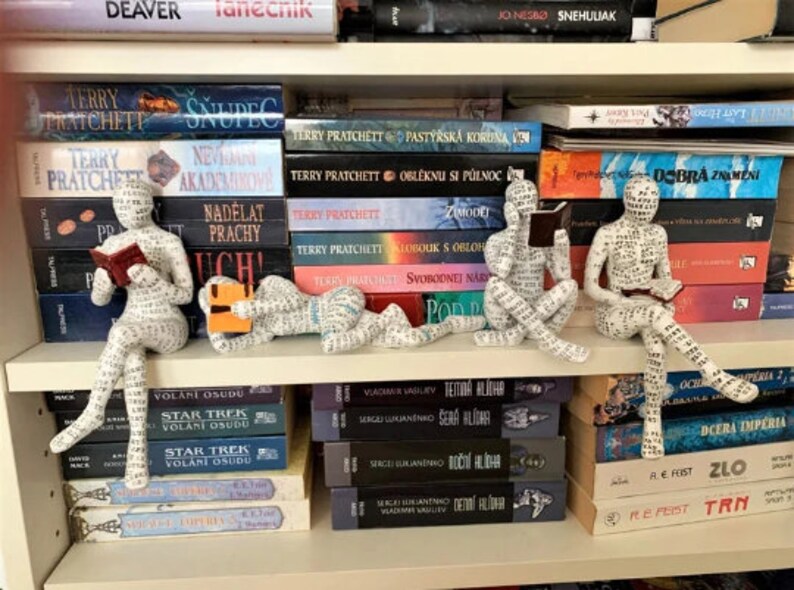 Reading Women Statue Bookshelf Decor Miniature Reading Etsy UK