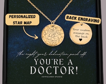 Benutzerdefinierte Doktor Geschenk, personalisierte Halskette mit Sternkarte, Doktortitel, PhD-Abschluss, Medizinstudierender, Doktorand, Graduierung Geschenkgeschenke, Dr