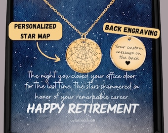 Personalisierte Geschenke zum Ruhestand für Frauen, Geschenk zum Abschied von Kollegen, Halskette zum Ruhestand, individueller Sternenkarten-Schmuck, Geschenk zum Abschied vom Job, Geschenk für sie