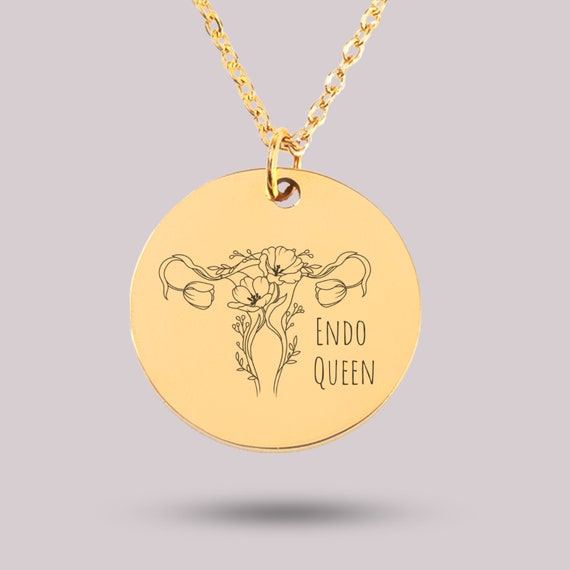 Endo Queen Coin Necklace, Personalized Gift for Wife, Gift for Girlfriend, Women's Health, Endometriosis Gift, Cute Minimalistic Jewelry.