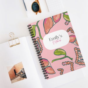 Cute Medical Spiral Notebook, Medicine Gift, Medical Student Gift, Dream Journal, Anatomy Notebook, Personalized Notebook Gift for Friend.