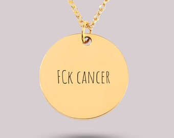 Fck Cancer Coin Necklace, Cancer Gifts for Women, Strength Jewelry Necklaces, Cancer Patient Gift, Breast Cancer Gifts, Personalized Gift.