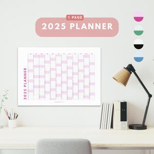 2025 Printable Year Planner, Instant Download PDF, Large Wall Calendar 2025, Yearly Wall Calendar, Giant Wall Calendar, A1 A2 A3 A4 Letter.