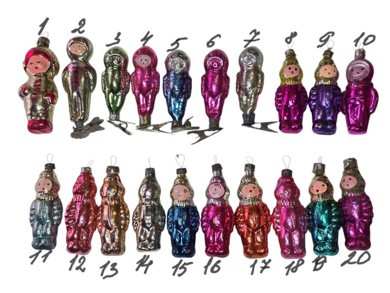 Vintage USSR Glass Ornaments, Space Cosmonautics Rocket Collection image 2
