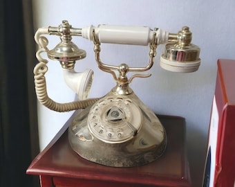 Vintage, teléfono retro, teléfono de disco, decoración, teléfono antiguo