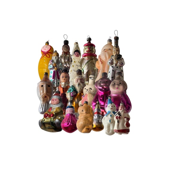 Vintage USSR Glass Ornaments, Cosmonautics Rocket Christmas Decorations