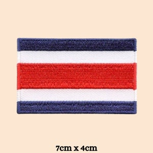 コスタリカ国旗 アイロン接着パッチ 刺繍 縫い付け 3枚パック バッジ 国旗