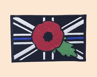 Union Jack Poppy Iron On Patch Embroidered Sew On Applique