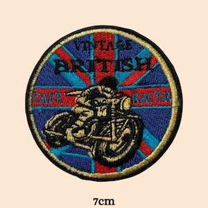 British Cafe Racer Biker Iron On Patch Embroidered Sew On Applique Clothing Bag Cap jeans