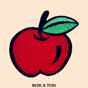 Red Apple Iron On Patch Embroidered Sew on Applique Fruit Food Badge