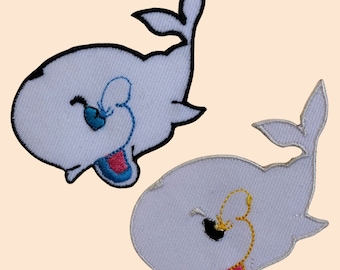 Geborduurde walvis opstrijkpatch Geborduurde appliqué ISew op Great Whale Sea-patch