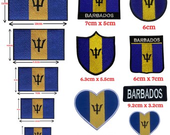 Barbados Flag Embroidered Patch: Iron On Sew On Badge for Jackets, Hats, Clothing