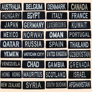 Country Name Iron On Patch Embroidered Sew On Applique National Country Name A-G