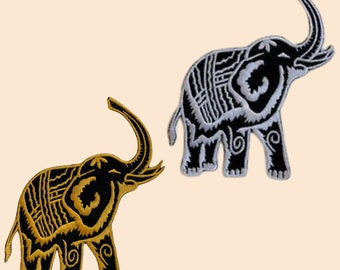 Mammoth Elephant Iron On Patch Embroidered Sew On Applique Zoo Animal Badge