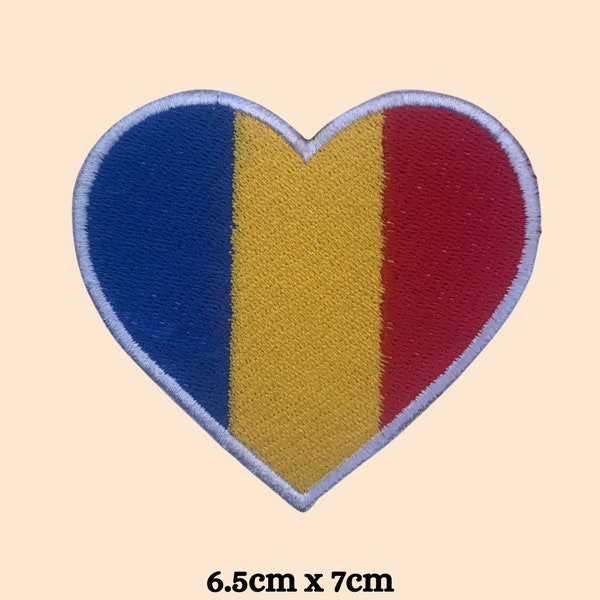 Chad Country Heart Flag Iron On Patch Embroidered Sew On Applique