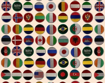 All World National Country Round Flags Iron Sew on Embroidered Patch Badge P-Z