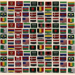 All World National Country Flags With Name Iron Sew on Embroidered Patch Badge P-Z