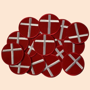 Denmark National Country Flag Iron On Patch Embroidered Sew On Applique Round Flag Badge