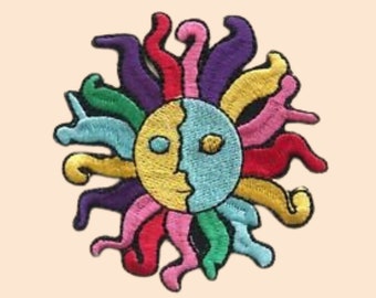 Rainbow Sun Iron On Patch Embroidered Sew on Applique badge Clothing Bag Jacket Jeans Cap