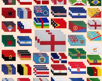 International Country Flag Iron On Patch Embroidered Sew On Applique National Country Flag A-F SET OF 3