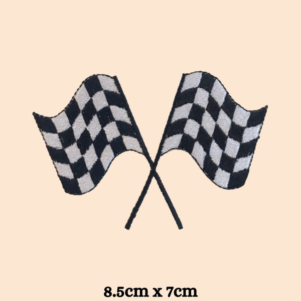 Checkered Flag Embroidered Iron / Sew On Patch Check F1 Racing Car Shirt Badge