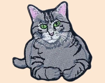 Toby Cat Face Animal Kids Art Iron On Embroidery Sew On Applique Badges