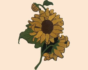 Sunflower Embroidered Iron / Sew On Patch Dress Jeans Flower Embroidery Badge