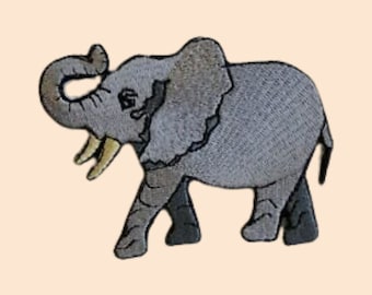 Elephant Patch Iron On Badge Sew On T Shirt Bag Embroidered Zoo Animal Applique