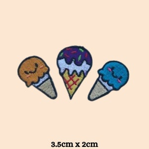 Eiswaffel Aufnäher zum Aufbügeln und Aufnähen auf Kleidung Tasche Stickerei Applikation